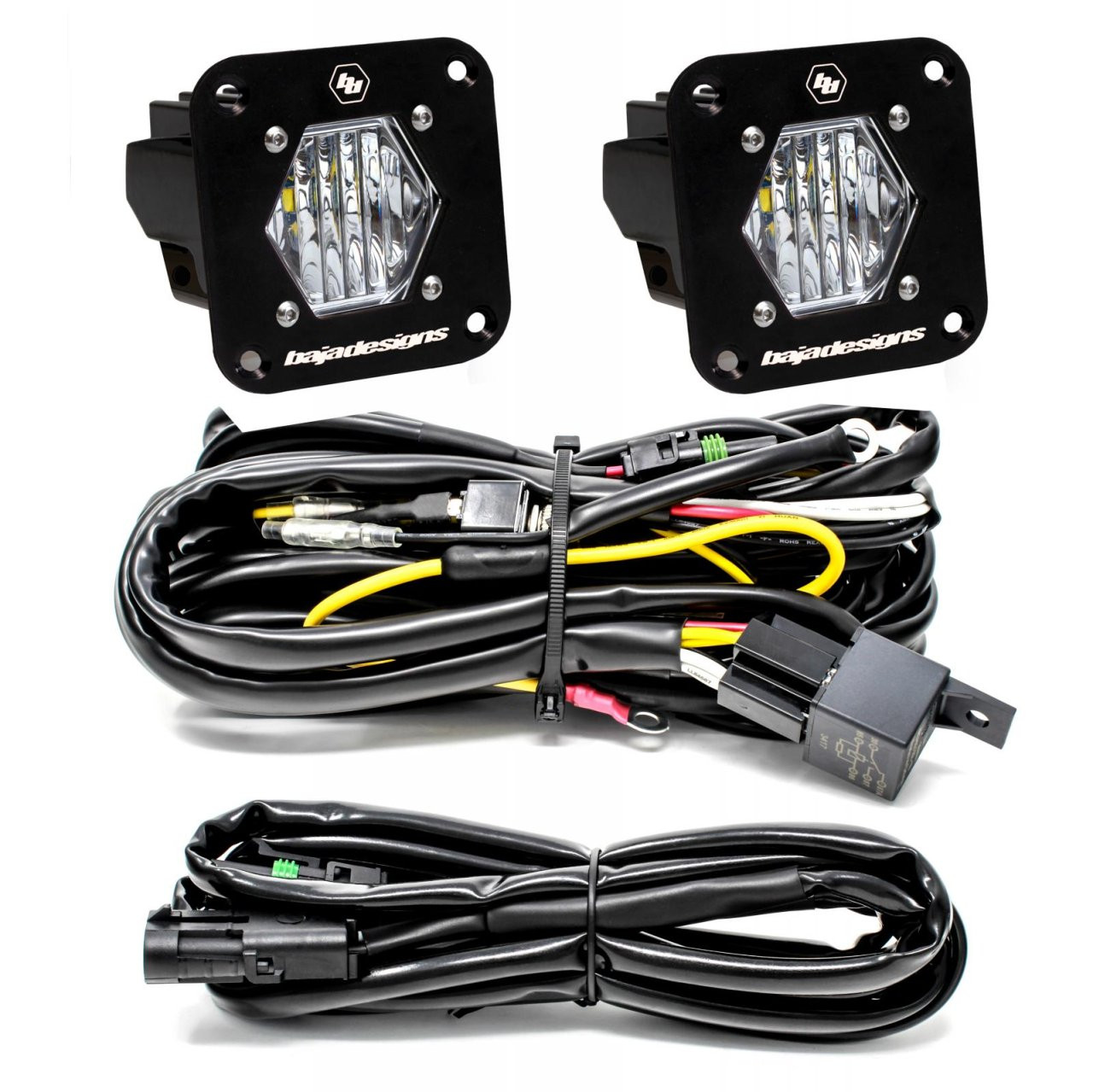 S1 Black Flush Mount LED Light Pod Reverse Kit (Wide Cornering; Clear) — primary image