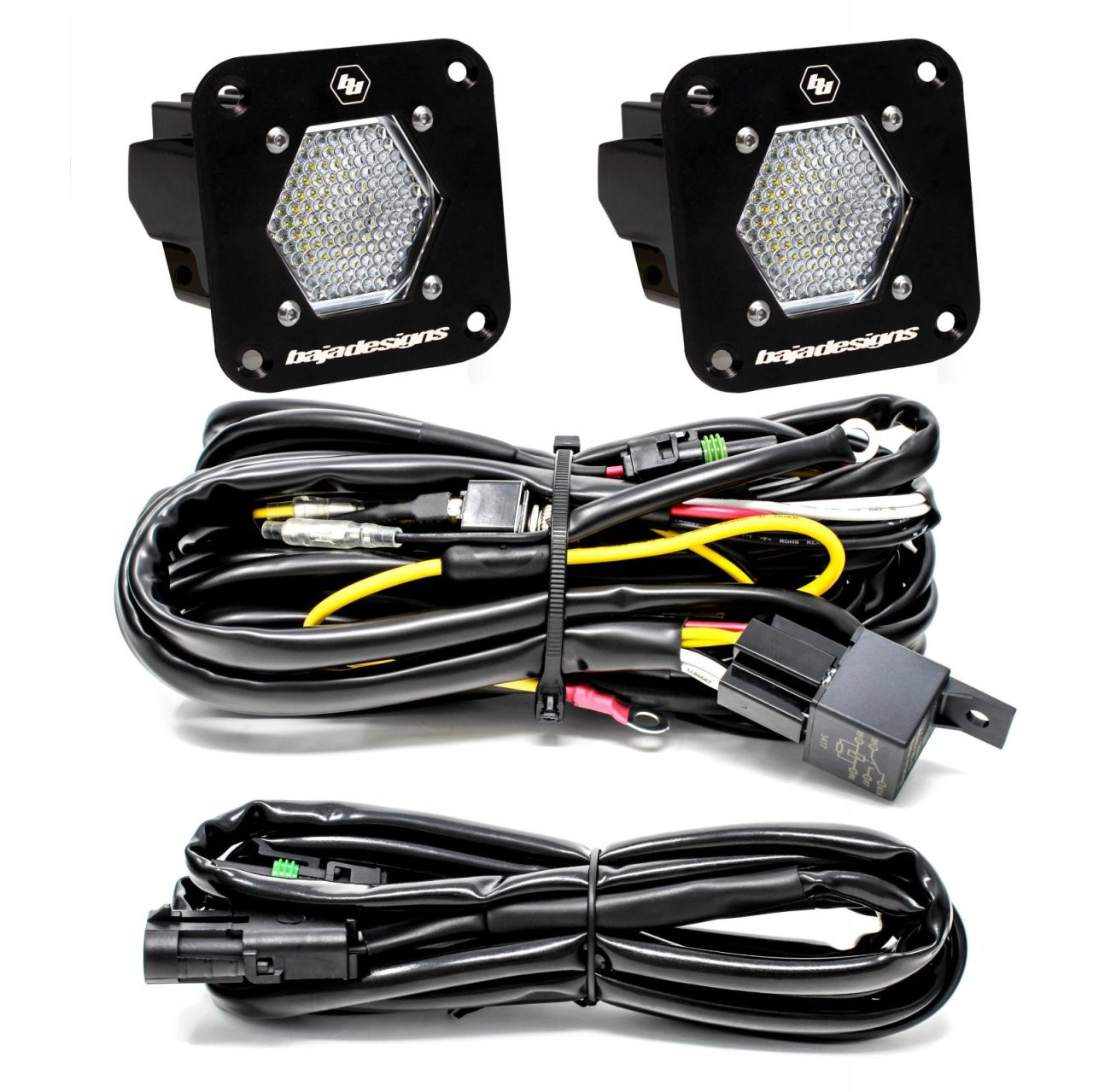 S1 Black Flush Mount LED Light Pod Reverse Kit (Work/Scene; Clear) — primary image