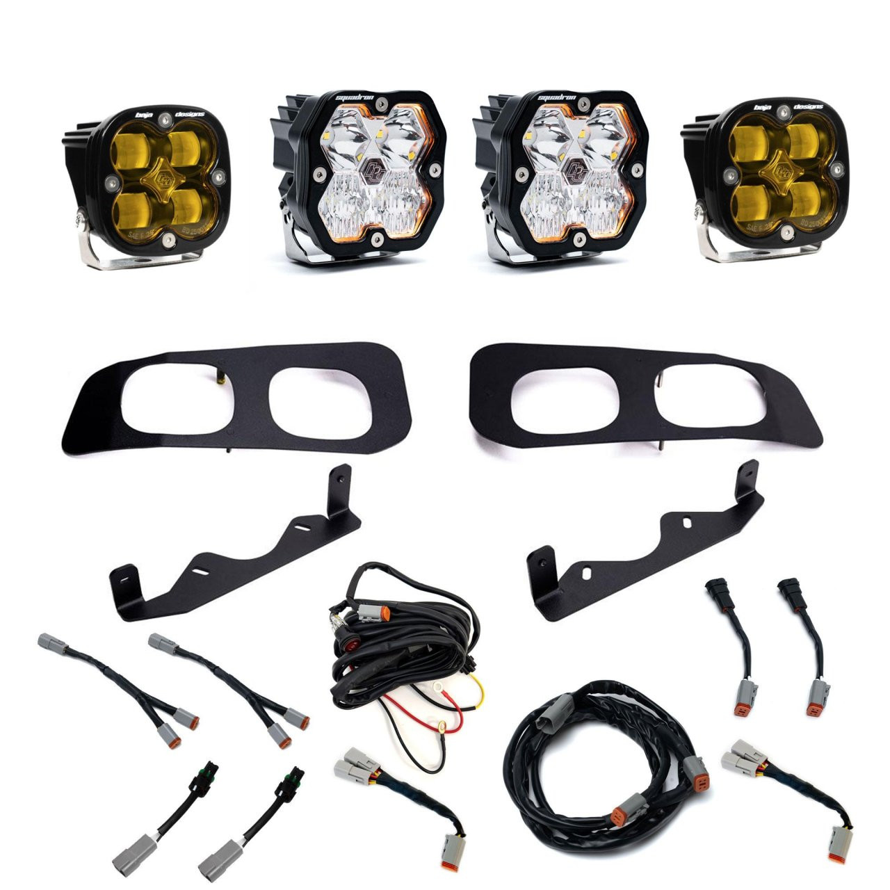 Squadron 2.0 Sport/Squadron SAE Dual Fog Pocket Light Kit - Ford 2023-26 F-250/350 Super Duty (Multi Pattern; Lens: Baja Amber; Toggle) — application image