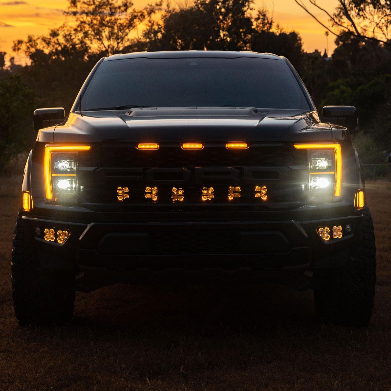 Squadron 2.0 Sport Behind-the-Grille Light Kit - Ford 2021-26 F-150 Raptor, 2024-26 F-150 Raptor 37/R (Multi Pattern; Clear) — application image
