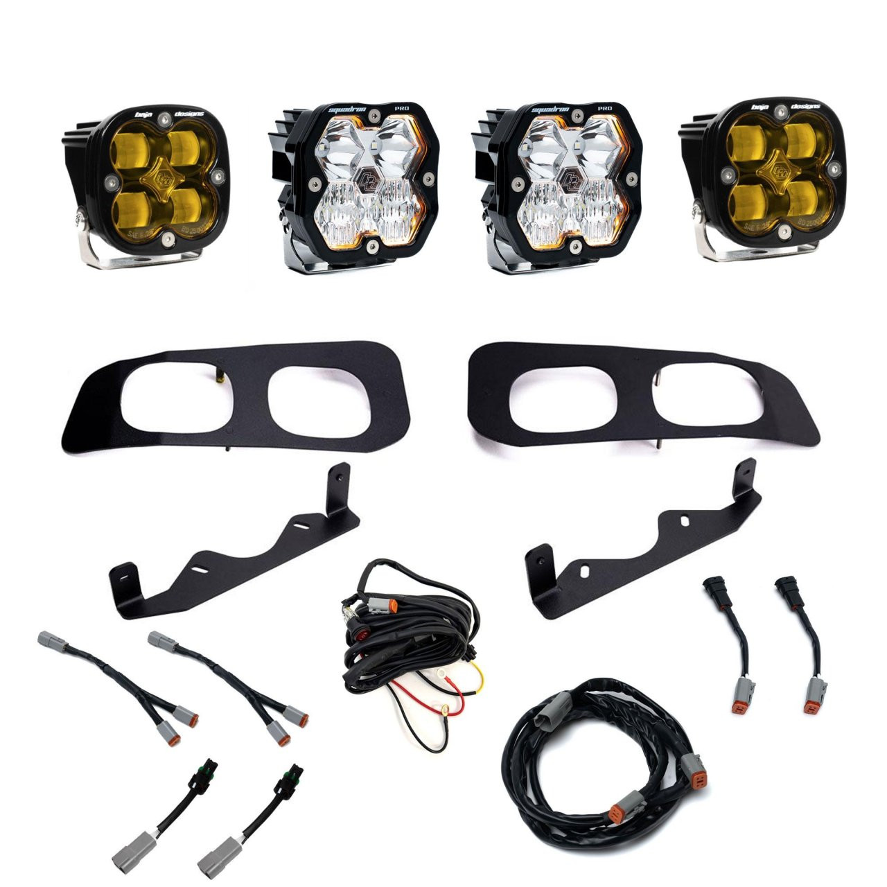 Squadron 2.0 Pro/Squadron SAE Dual Fog Pocket Light Kit - Ford 2023-26 F-250/350 Super Duty (Multi Pattern; Lens: Baja Amber; Toggle) — application image