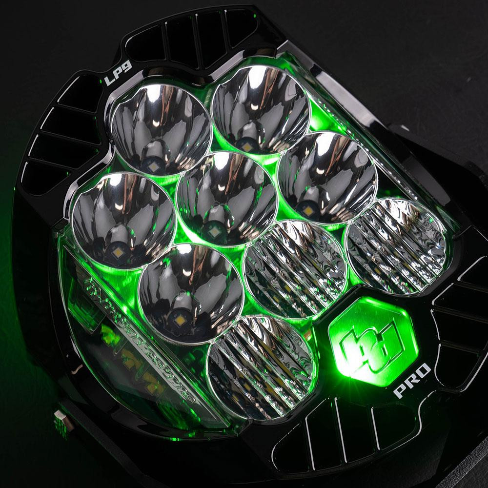 LP9 Pro LED Auxiliary Light Pod (Light Pattern: Driving/Combo; Color: Clear; Backlight: Green) — application image
