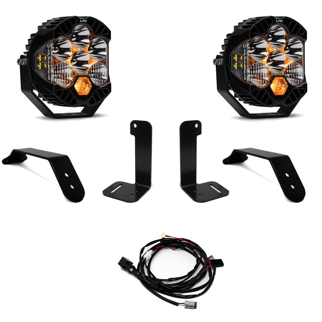 LP6 Pro Bumper Kit - '20-26 Gladiator / '18-26 Wrangler JL; w/ OE Plastic Bumper (Driving/Combo; Clear; Toggle Wiring) — primary image