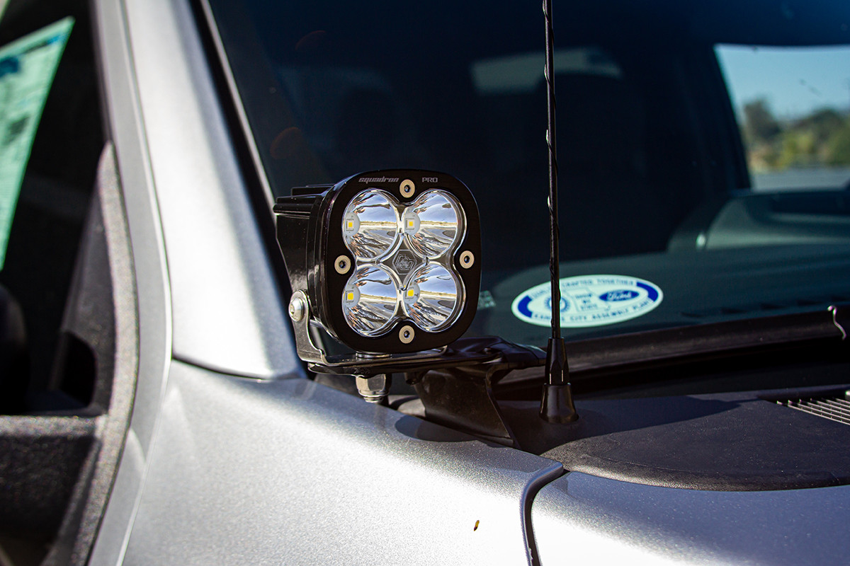 Squadron Pro A-Pillar Kit - '21-23 F-150 (Spot; Clear; Toggle Wiring) — installed view