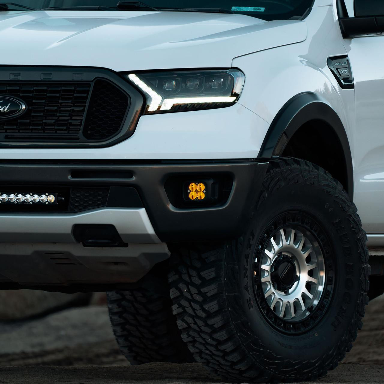 Squadron Sport Fog Pocket Kit - '19-23 Ranger; '21-25 Bronco w/ OE Plastic Bumper (Wide Cornering; Clear) — application image