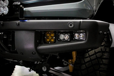 Squadron SAE/Dual S2 Sport Steel Bumper Fog Pocket Kit - '21-26 Bronco; '22-26 Bronco Raptor; Steel Bumper (SAE Fog; Baja Amber; Upfitter Wiring) — application image