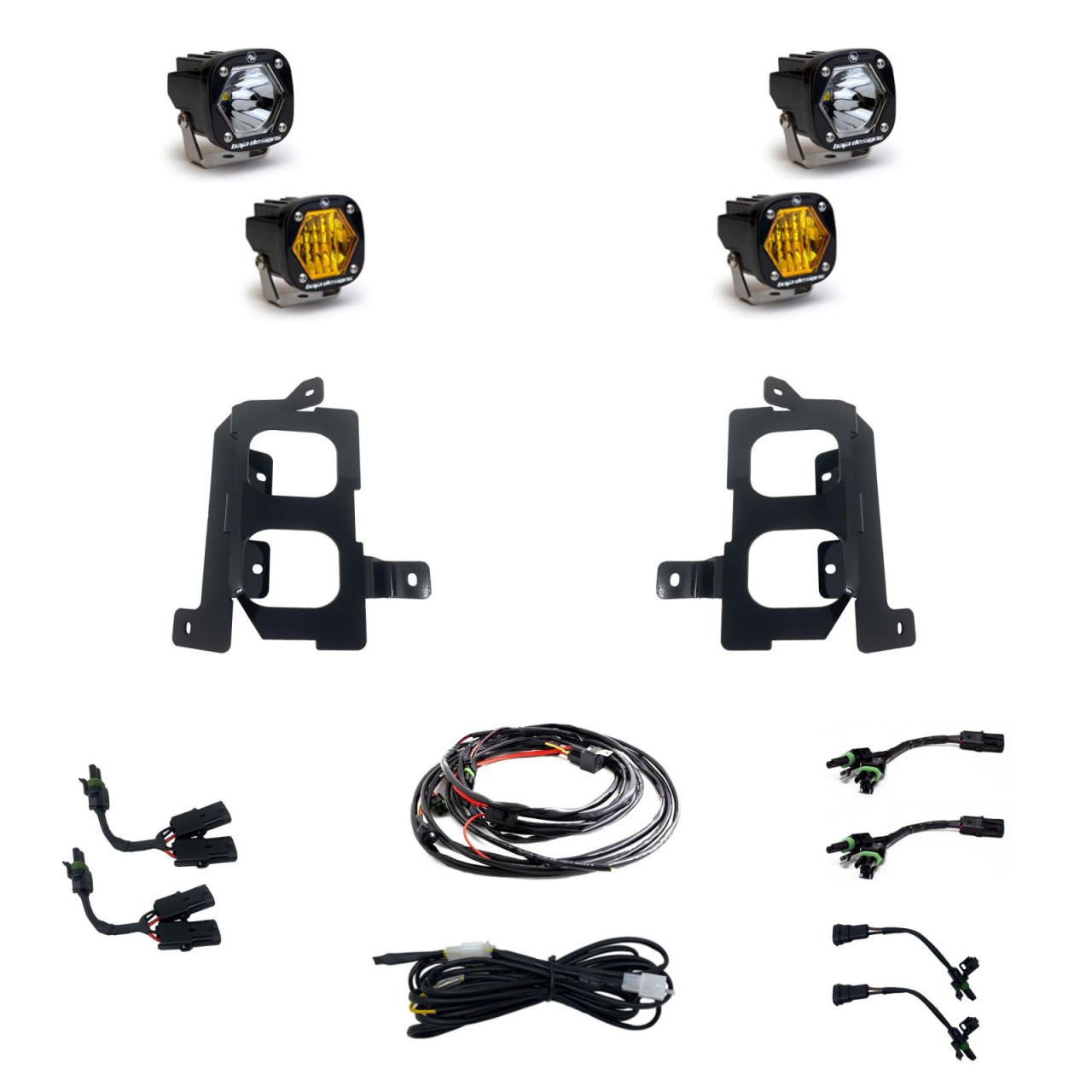 S1 Dual Fog Pocket Kit - '19-22 Sierra 1500 (Wide Cornering/Spot; Baja Amber/Clear) — primary image