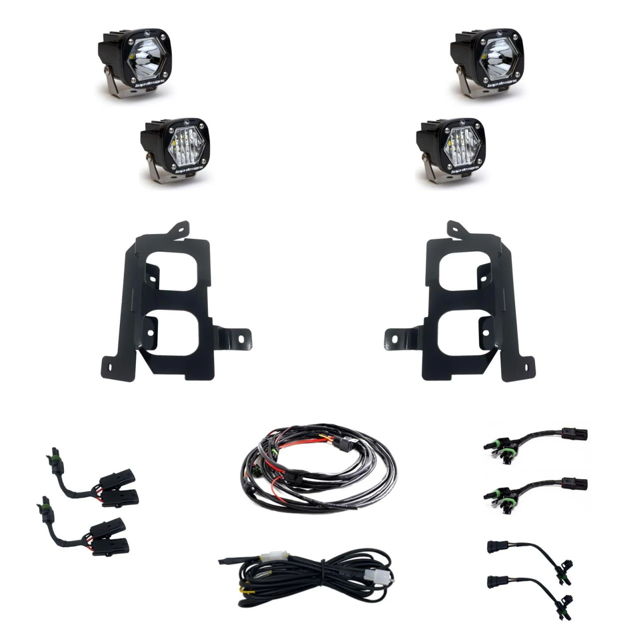 S1 Dual Fog Pocket Kit - '19-22 Sierra 1500 (Wide Cornering/Spot; Clear/Clear) — primary image