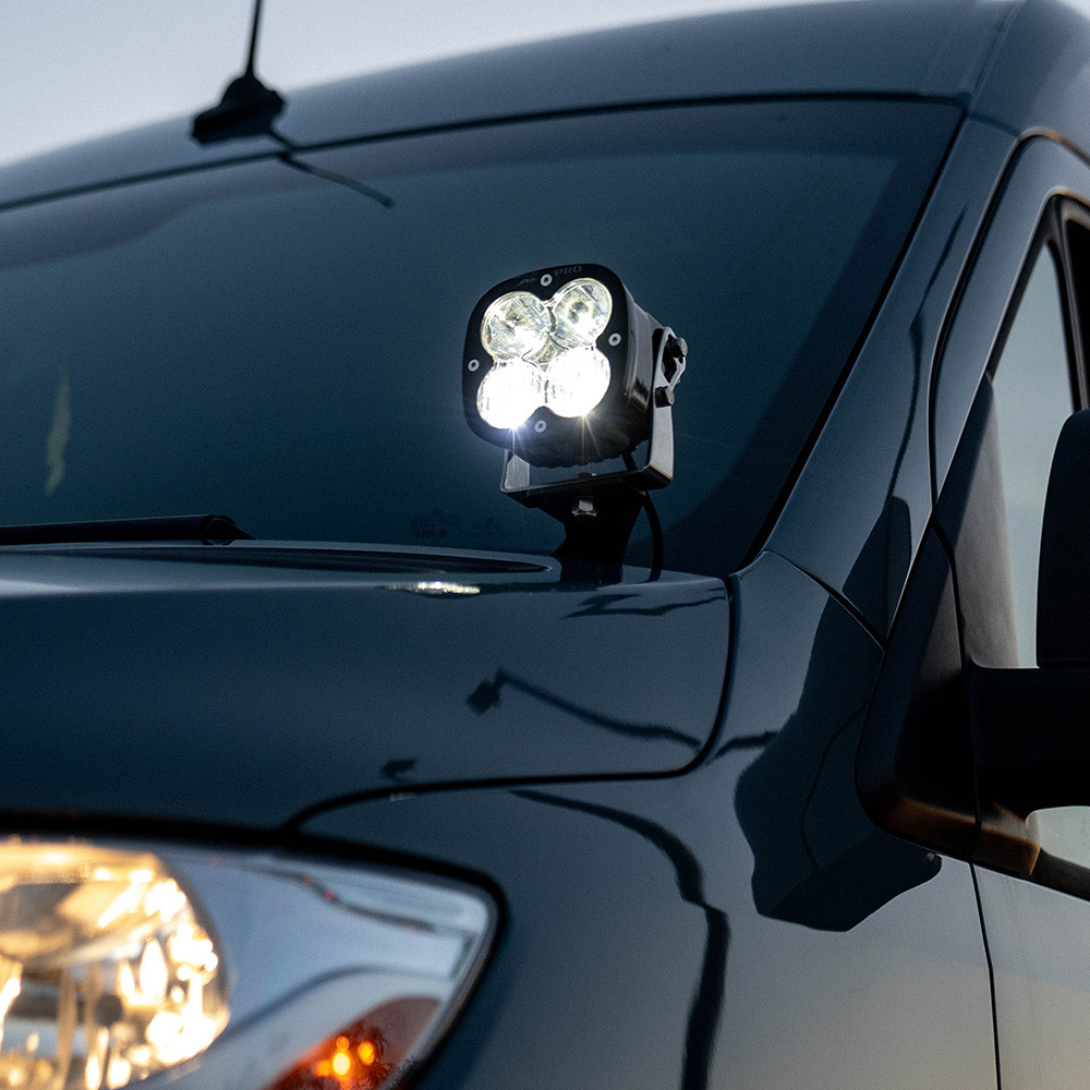 XL Sport A-Pillar Kit - Mercedes 2019-26 Sprinter (Driving/Combo; Clear; Toggle) — application image