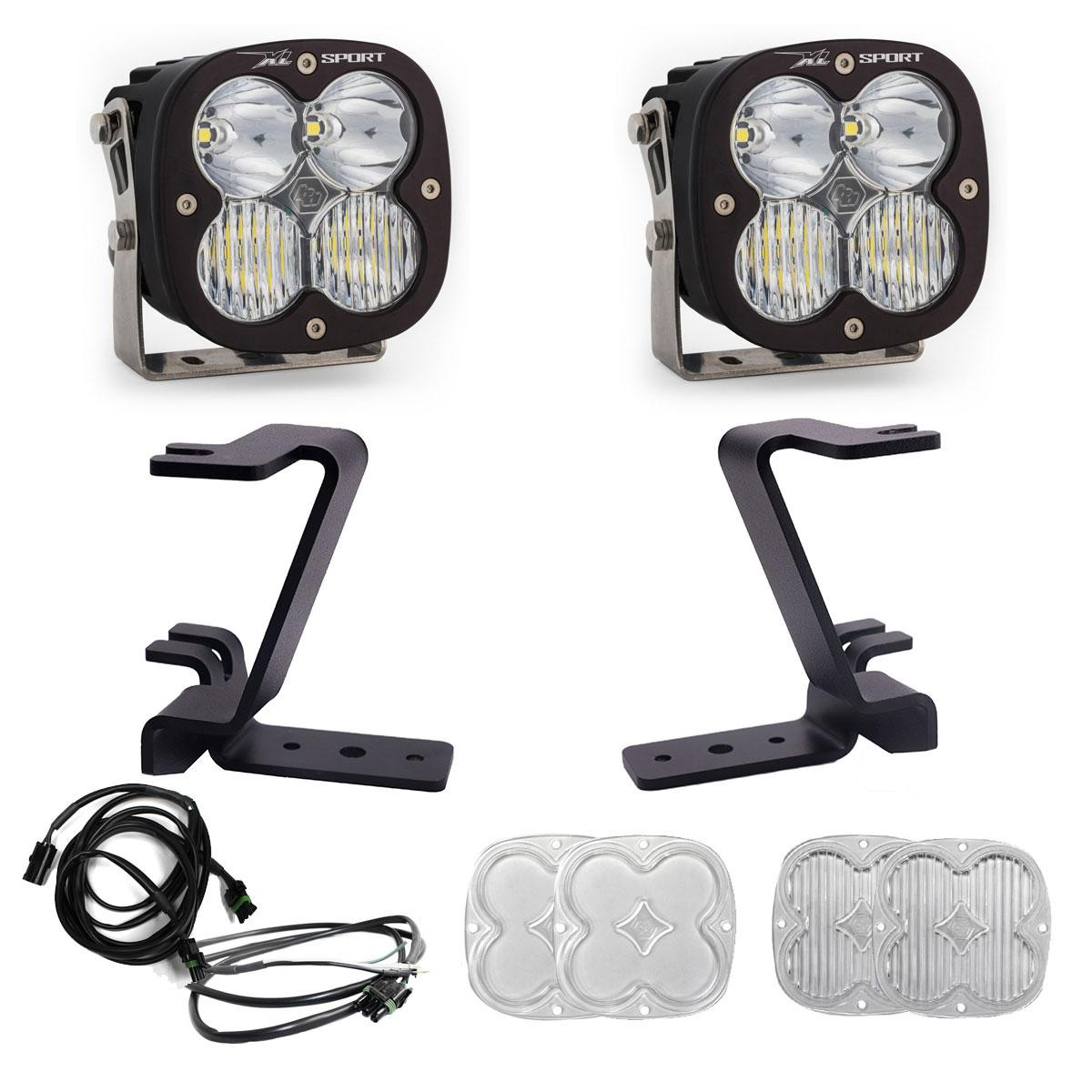 XL Sport A-Pillar Kit - 2023-26 Ford F-250/350 Super Duty (Driving/Combo; Clear; Upfitter Wiring) — application image