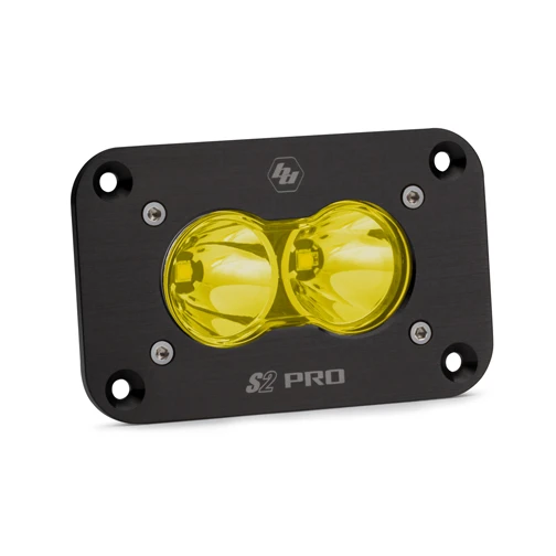 S2 Pro Black Flush Mount LED Light Pod (Spot; Baja Amber) — primary image