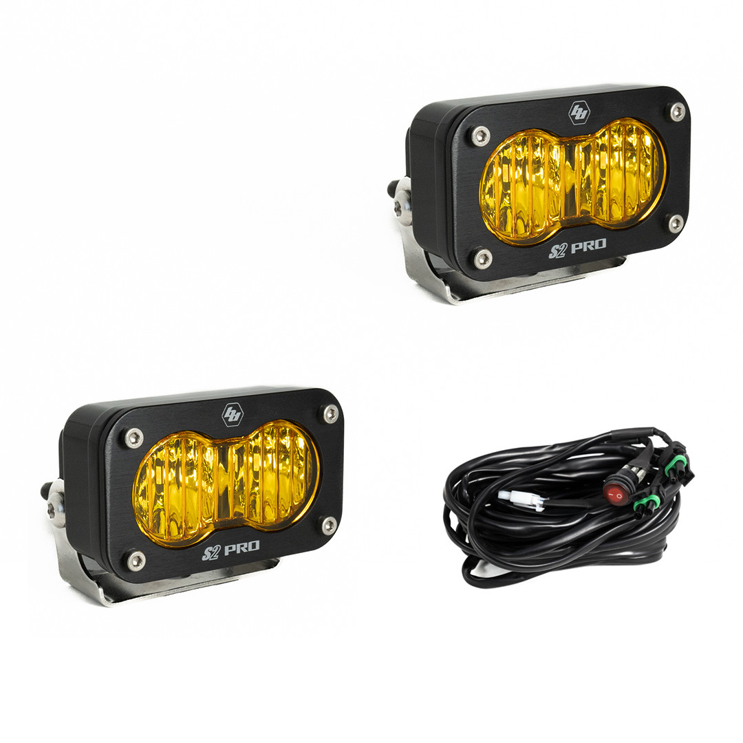 S2 Pro Black LED Light Pod Pair (Wide Cornering; Baja Amber) — application image