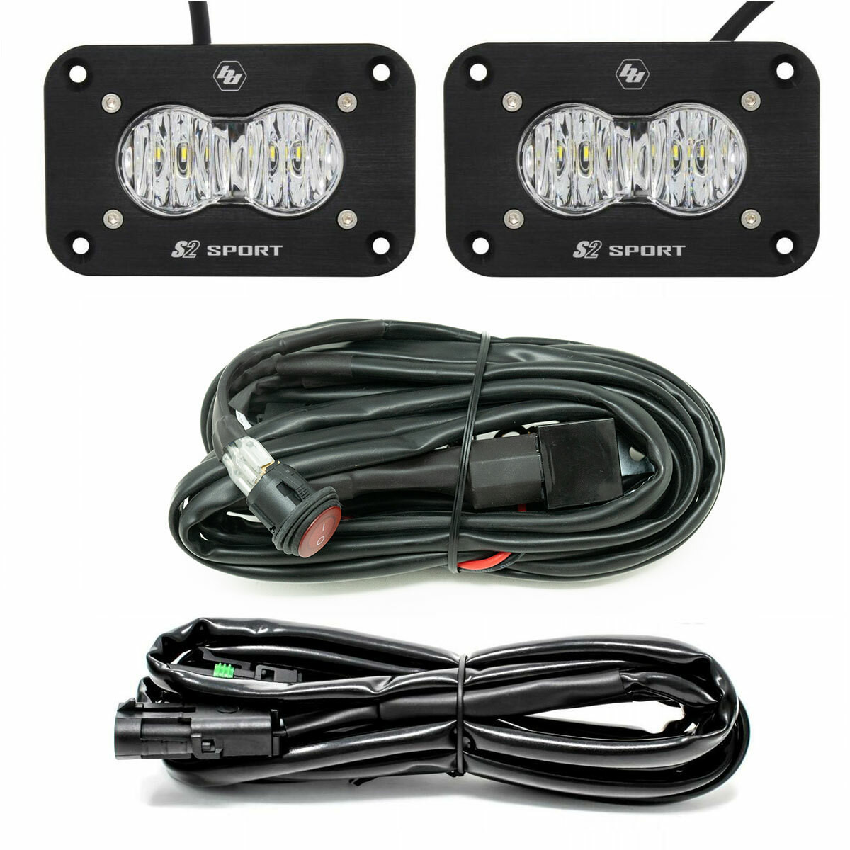 S2 Sport Black Flush Mount LED Light Pod Reverse Kit (Wide Cornering; Clear) — primary image