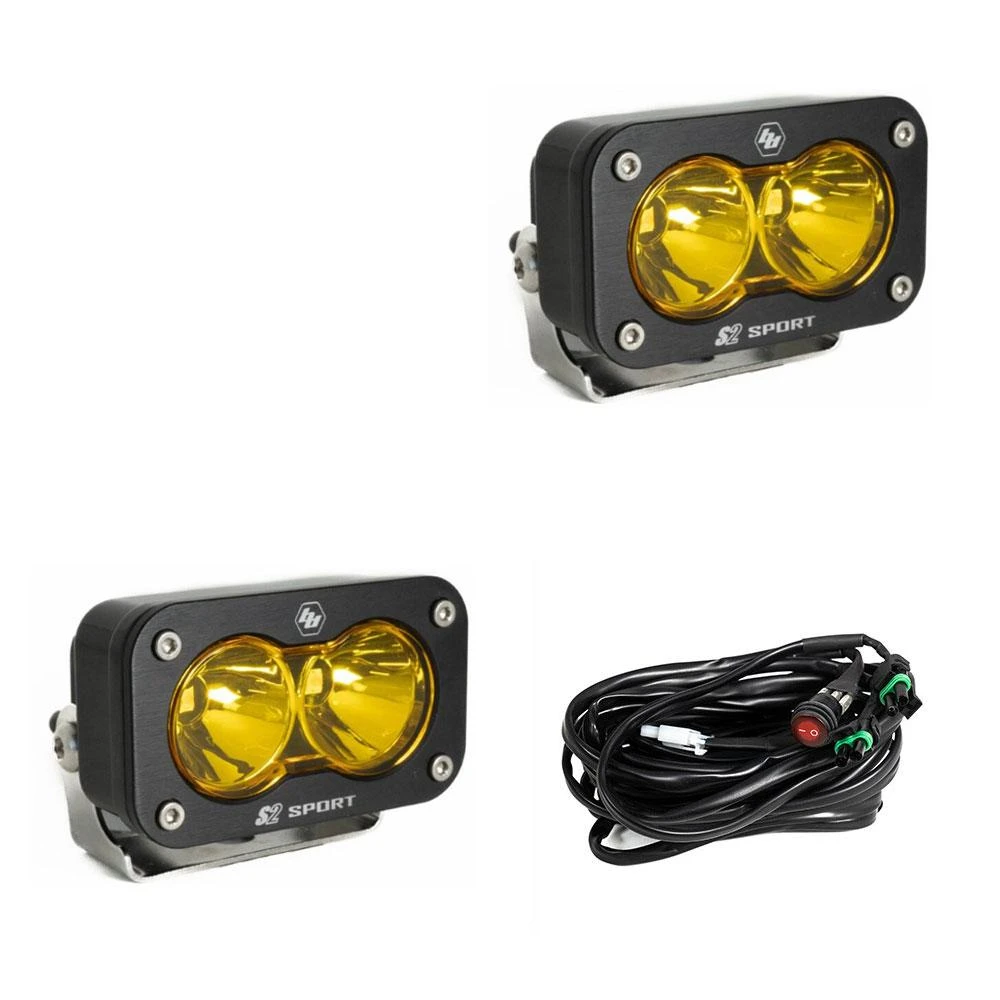 S2 Sport Black LED Light Pod Pair (Spot; Baja Amber) — primary image