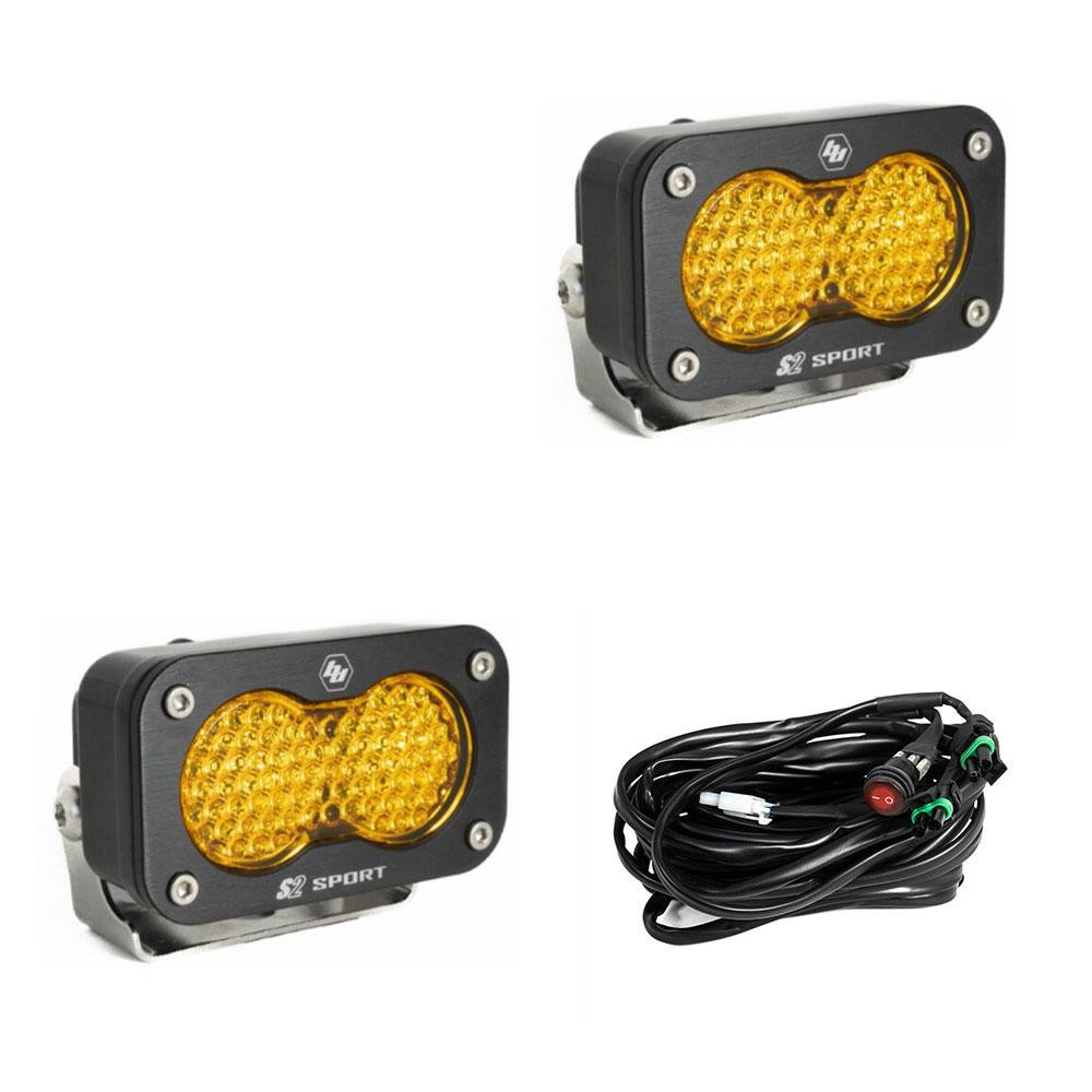 S2 Sport Black LED Light Pod Pair (Work/Scene; Baja Amber) — primary image
