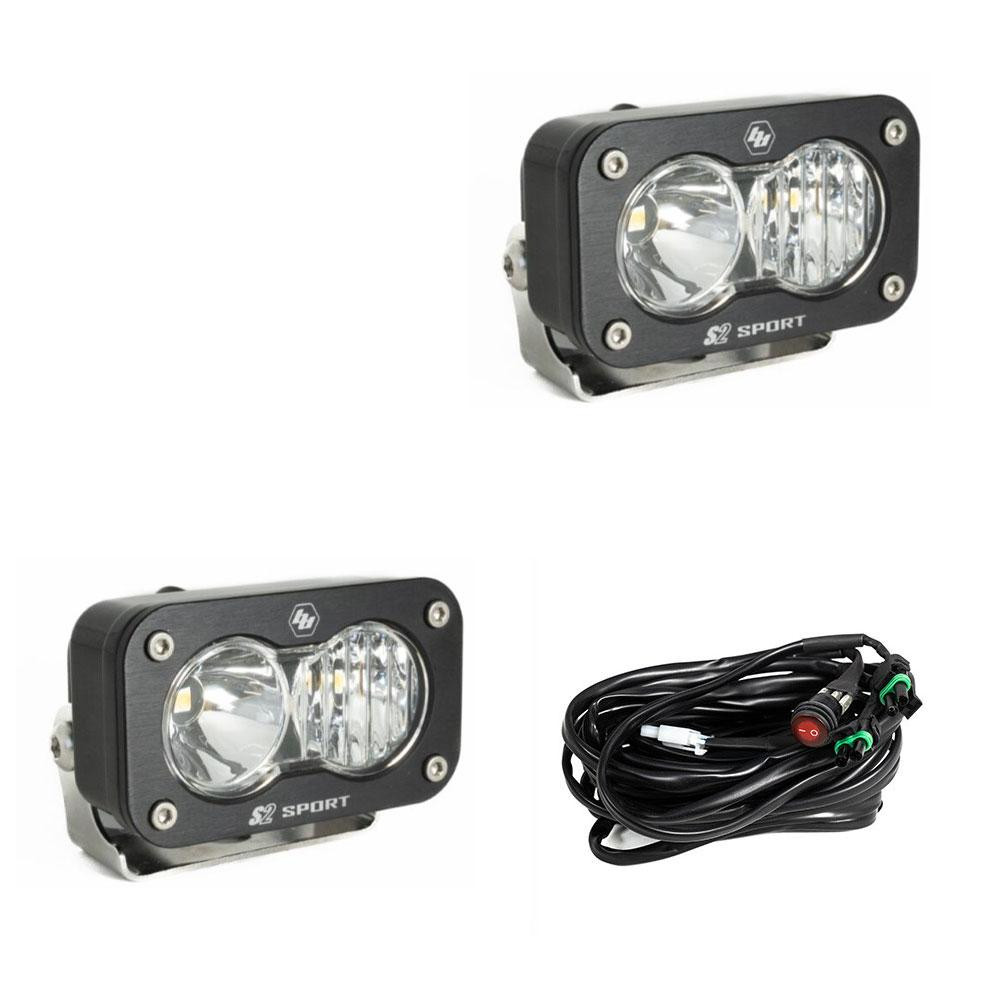 S2 Sport Black LED Light Pod Pair (Driving/Combo; Clear) — primary image