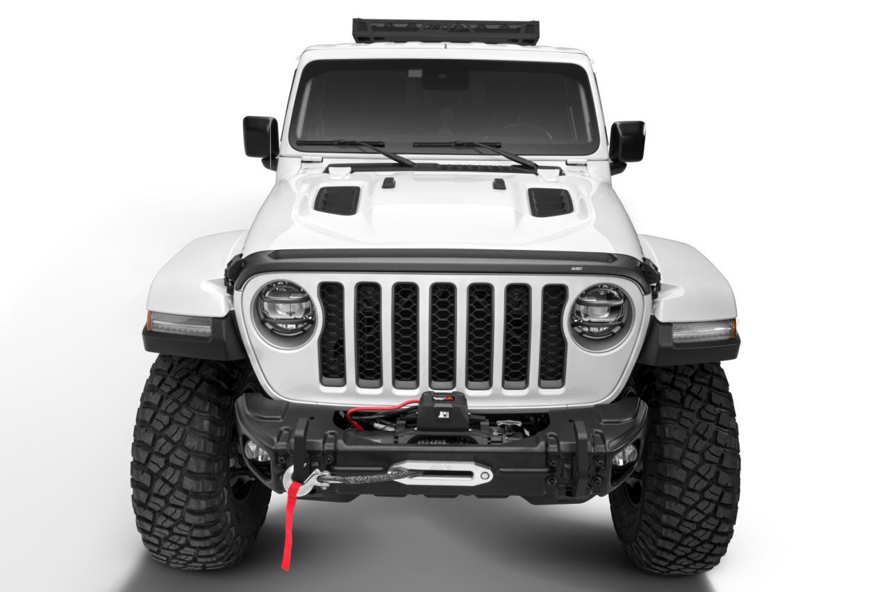 Husky Liners 2830148 Aeroskin II Low Profile Hood Protector Matte Black 2018-2025 Jeep Wrangler JK; 2020-2025 Jeep Gladiator — installed view