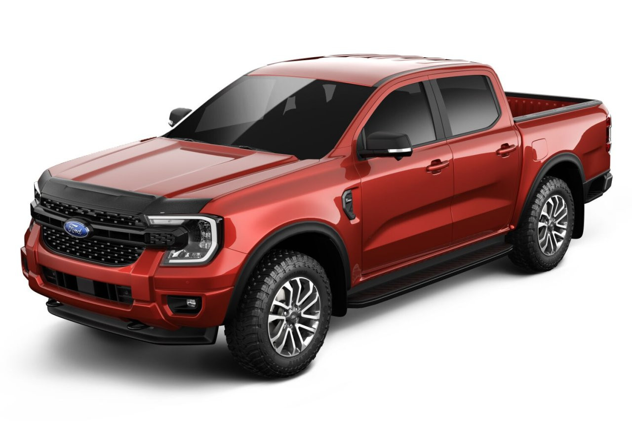 Husky Liners 2830166 Aeroskin II Low Profile Hood Protector Matte Black 2019-2023 Ford Ranger — installed view