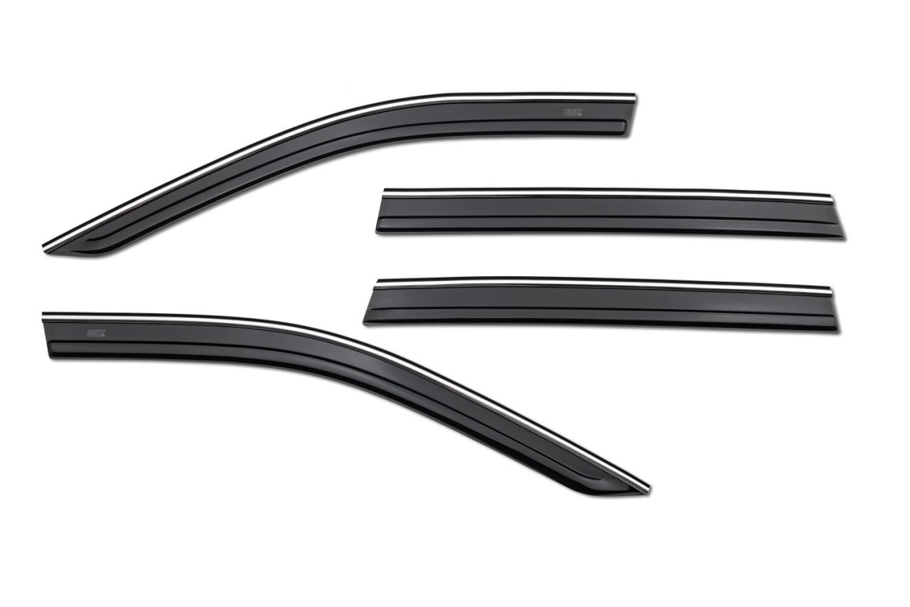Low Profile Ventvisor Deflector; Smoke with Chrome Trim; Outside Mount; 4 pc. (2884074) — front view