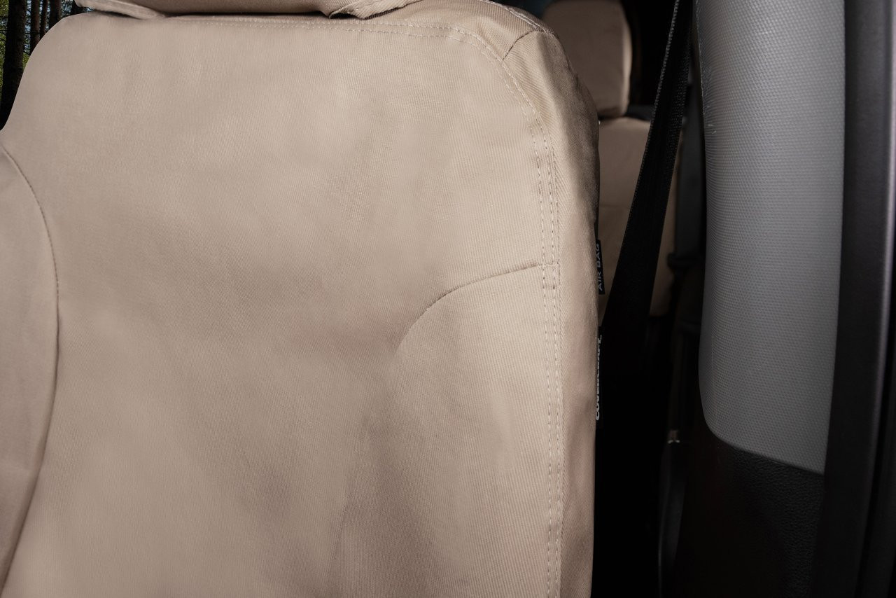 Covercraft SeatSaver Custom Seat Cover - Polycotton Taupe (SS7489PCTP) — front view