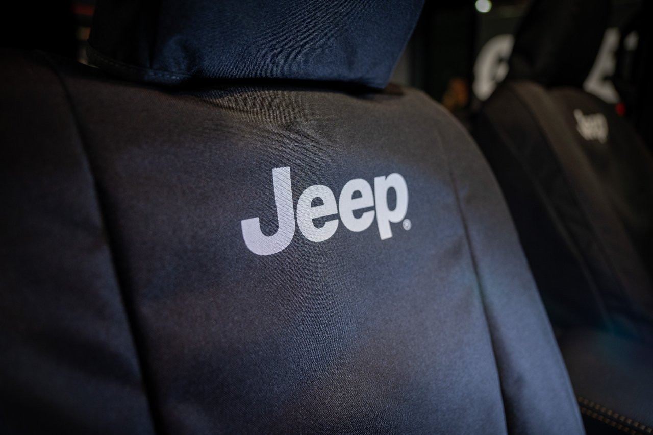 Covercraft Endura Jeep Logo SeatSaver Custom Seat Covers - Black (SSJ2534FJ11WFBK) — front view