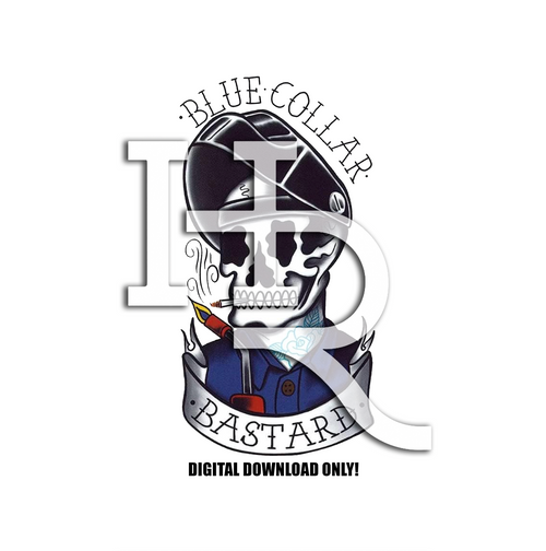 Blue Collar Bastard Skull
