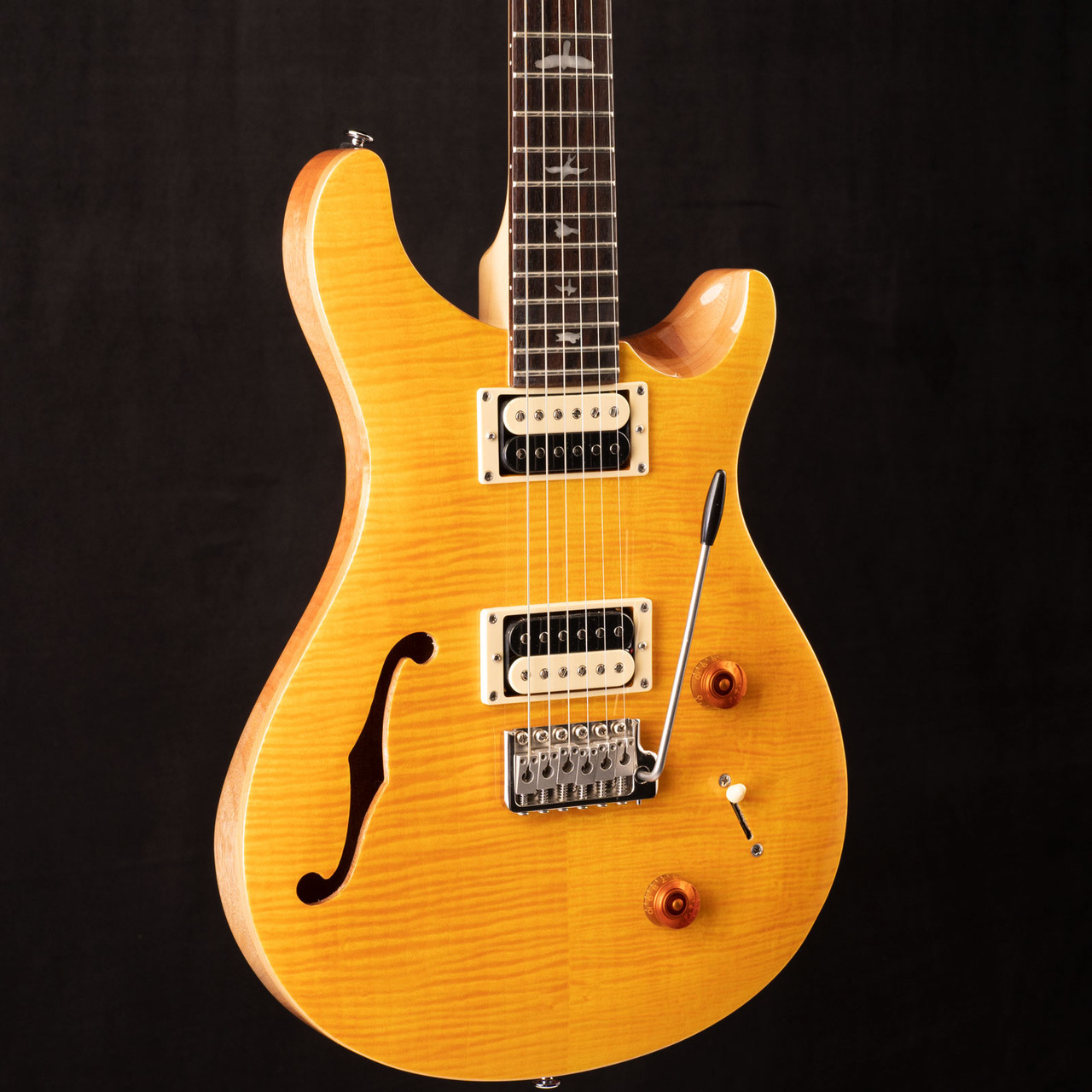 PRS SE Custom 22 Semi-Hollow Santana Yellow 937 at Moore Guitars