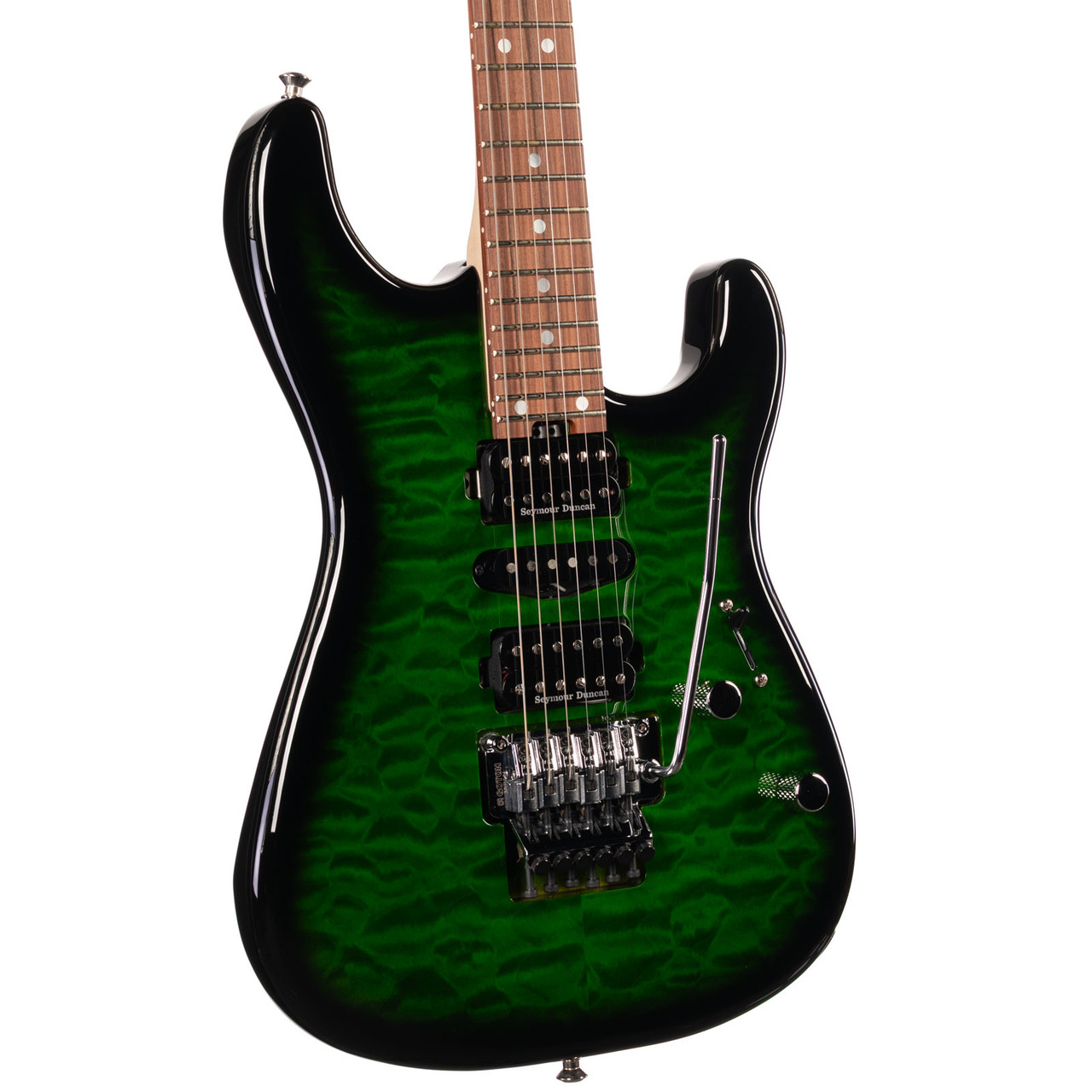 Charvel 2023 MJ San Dimas Style 1 HSH FR PF QM Transparent Green