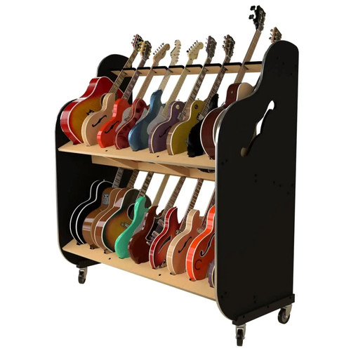 A&S Crafted Products The Session-Pro Double-Stack Mobile Guitar Shelf Rack