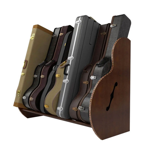 Pre-Order A&S Crafted Products The Studio Deluxe Guitar Case Storage Rack Walnut - Grande