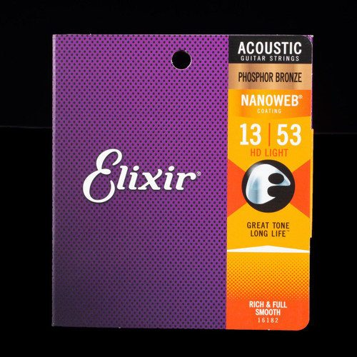 Elixir Phosphor Bronze Nanoweb Coating .013-.053 HD Light Acoustic Guitar Strings
