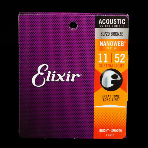 Elixir 80/20 Bronze Nanoweb Coating .011.052 Custom Light Acoustic