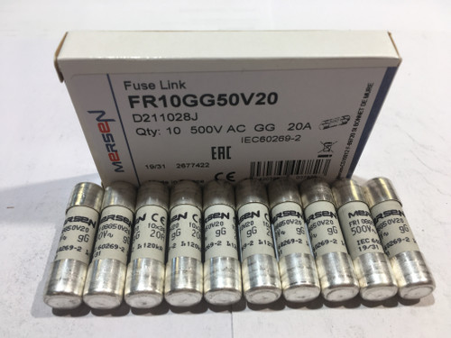 Mersen FR10GG50V20 Type GG Ceramic 10 x 38 mm Fuse Link