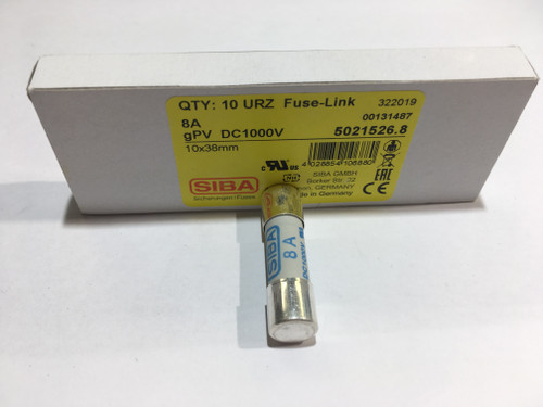 SIBA 5021526 50 215 26 10x38mm gPV PV Fuse 8A