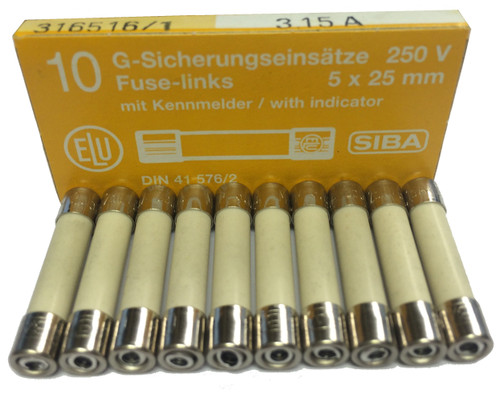 SIBA Fuse 172 526 70 010 05 3.15A Medium Time Lag Fuse with indicator