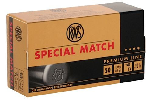 RWS/Umarex 2134233 Special Match Premium Line 22LR 40gr Lead Round Nose 50 Per Box/100 Case Rimfire Ammunition