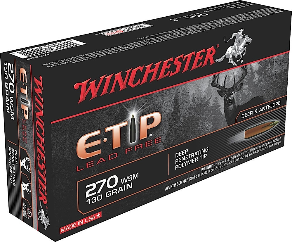 Winchester Supreme Elite Centerfire Rifle Ammunition S270SET, 270 WSM, E-Tip Lead-Free, 130 GR, 3275 fps, 20 Rd/bx
