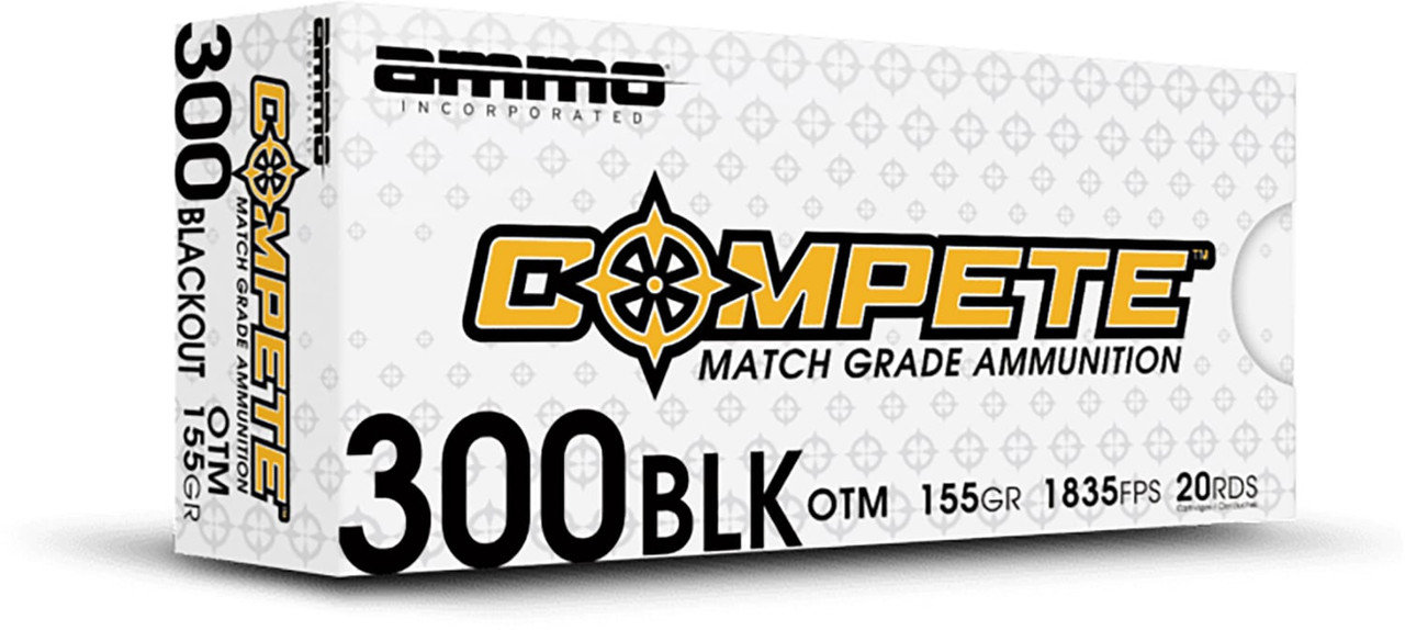 Ammo Inc Compete 300Blackout 155gr Open Tip Match 20 Per Box/10 Case