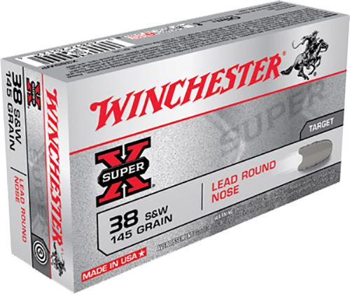 Winchester Ammo X38SWP Super X 38 S&W 145 gr Lead Round Nose 50 Per Box/ 10 Case