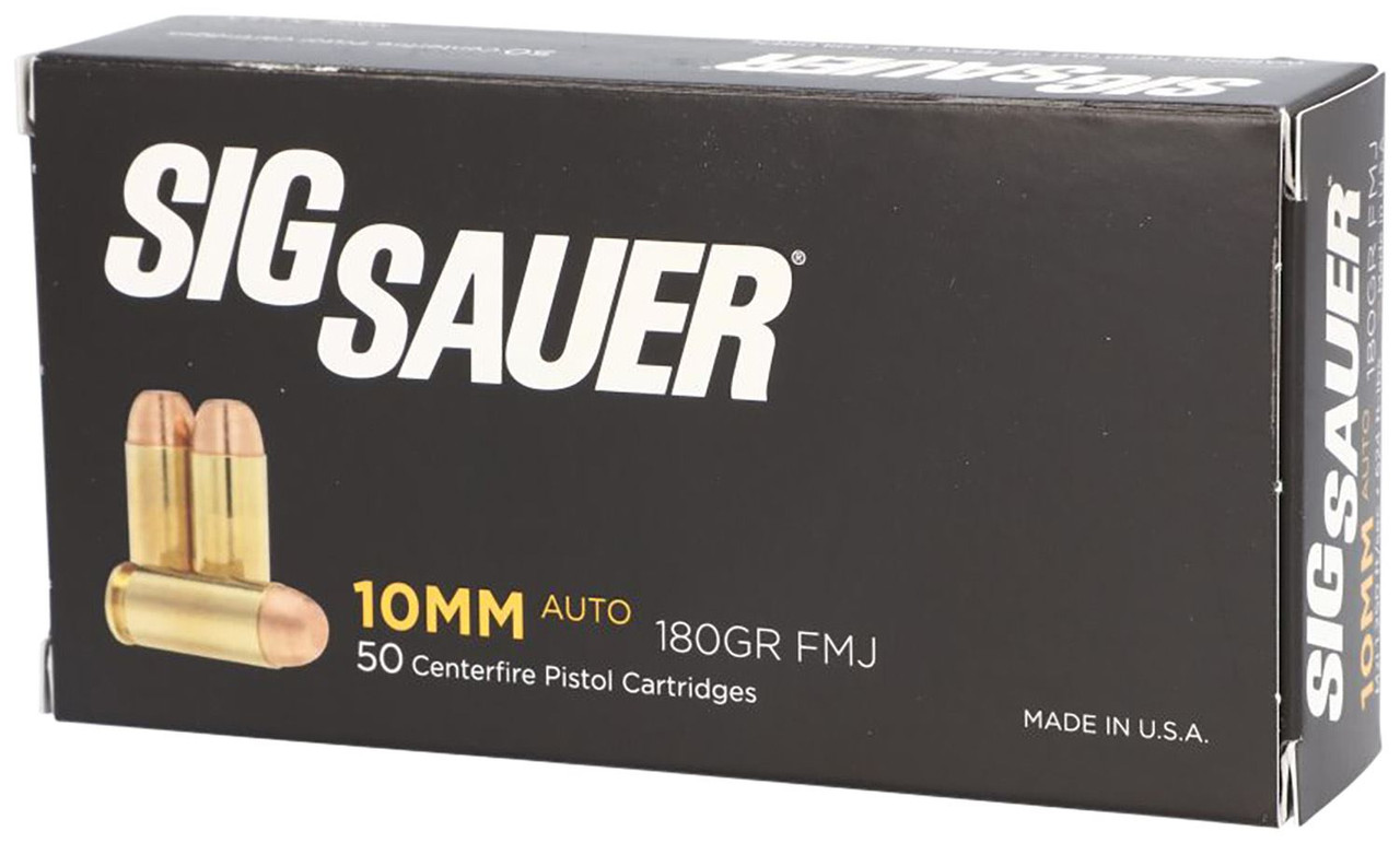 Sig Sauer E10MB150 Elite Ball 10mmAuto 180gr Full Metal Jacket 50 Per Box/20 Case Centerfire, Handgun Ammunition