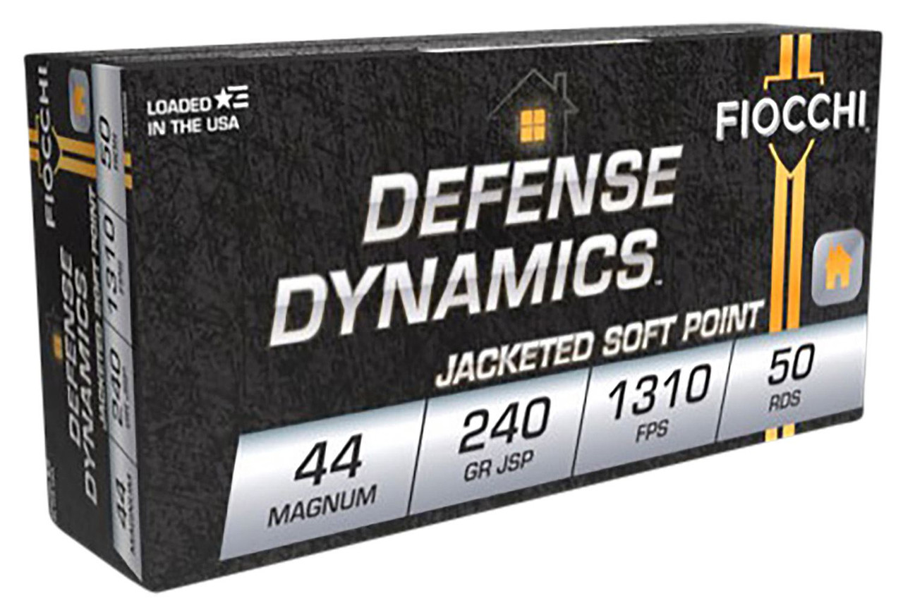 Fiocchi 44A500 Defense Dynamics 44RemMag 240gr Jacketed Soft Point 50 Per Box/10 Case Centerfire, Handgun Ammunition