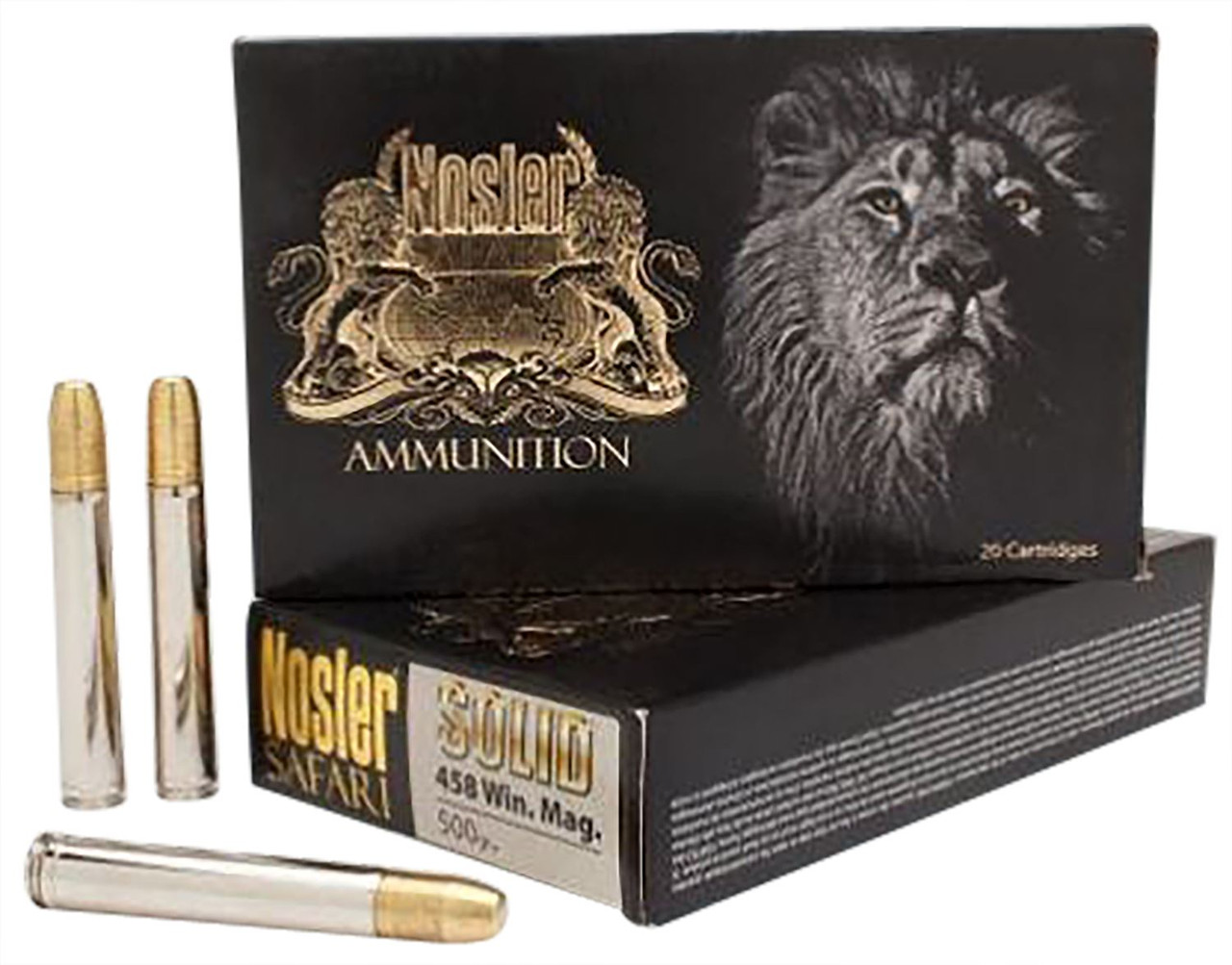 Nosler 40630 Trophy Grade Safari 458Lott 500gr Nosler Solid Flat Nose 20 Per Box/10 Case Centerfire, Rifle Ammunition