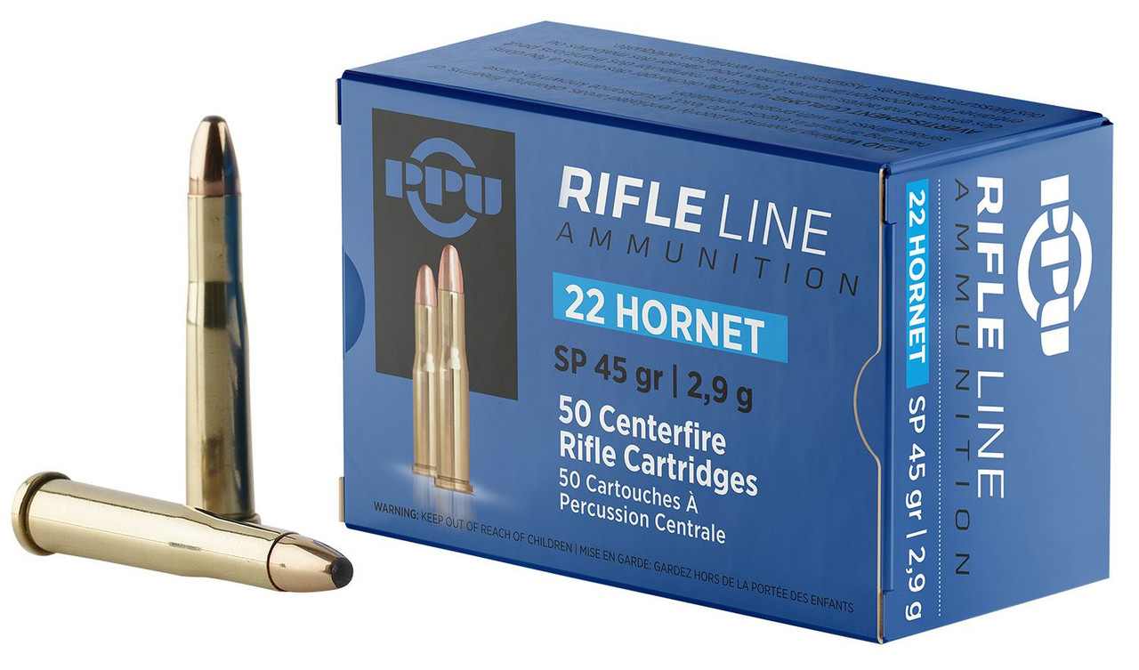 PPU PP22H Standard 22Hornet 45gr Soft Point 50 Per Box/20 Case Centerfire, Rifle Ammunition