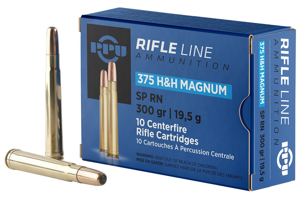 PPU PP375S Standard 375H&HMag 300gr Soft Point Round Nose 10 Per Box/20 Case Centerfire, Rifle Ammunition