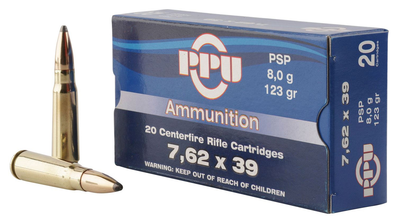 PPU PP76239P Metric Rifle 7.62x39mm 123 gr Pointed Soft Point 20 Per Box/ 50 Cs