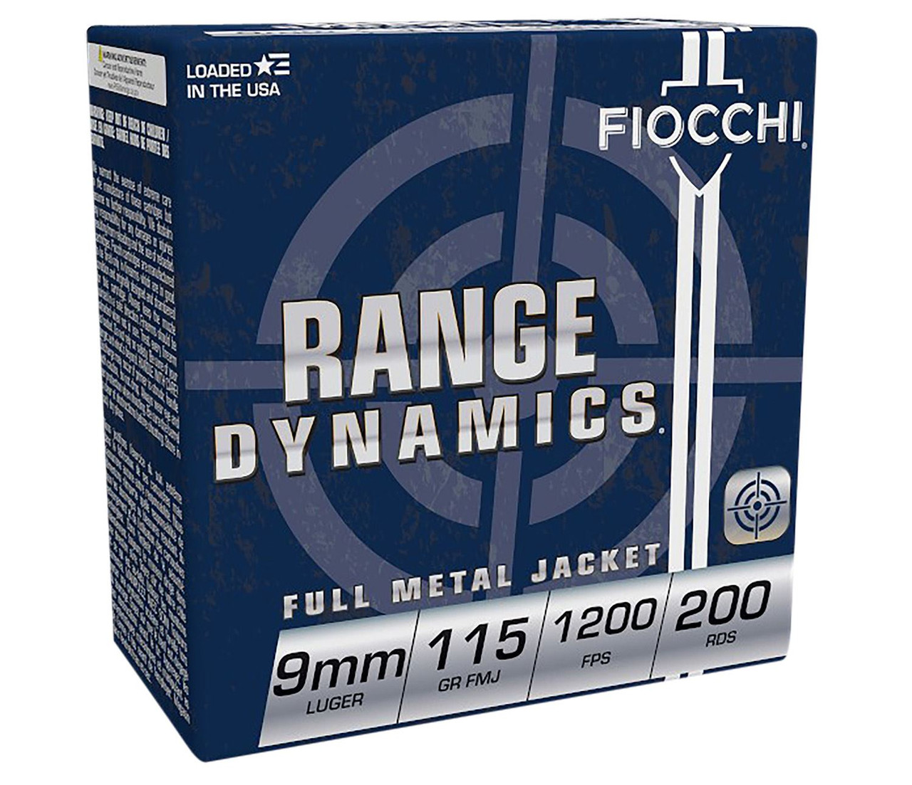 Fiocchi 9ARD Range Dynamics 9mm Luger 115 gr Full Metal Jacket 200 Per Box/ 5 Cs