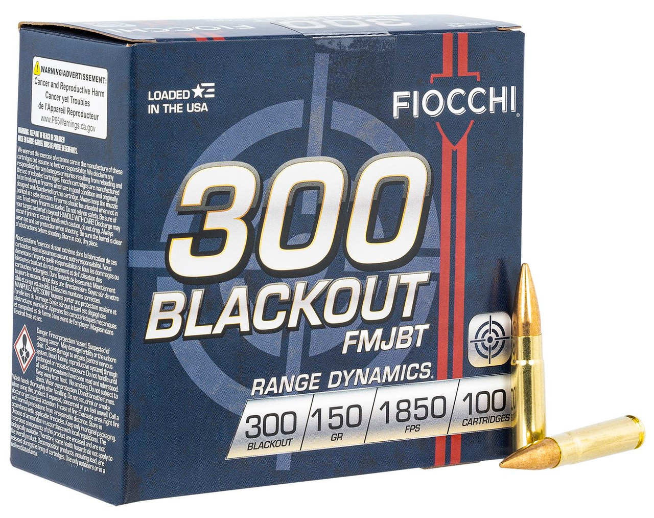 Fiocchi Range Dynamics .300 AAC Blackout Ammunition 500 Rounds 150 Grain Full Metal Jacket Boat Tail 1950fps