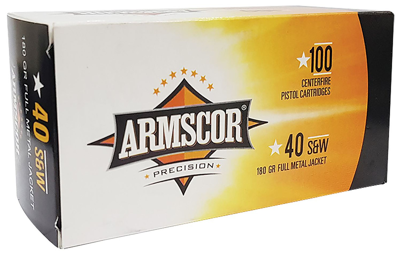 Armscor 50316 Precision Value Pack 40S&W 180gr Full Metal Jacket 100 Per Box/12 Case Centerfire, Handgun Ammunition