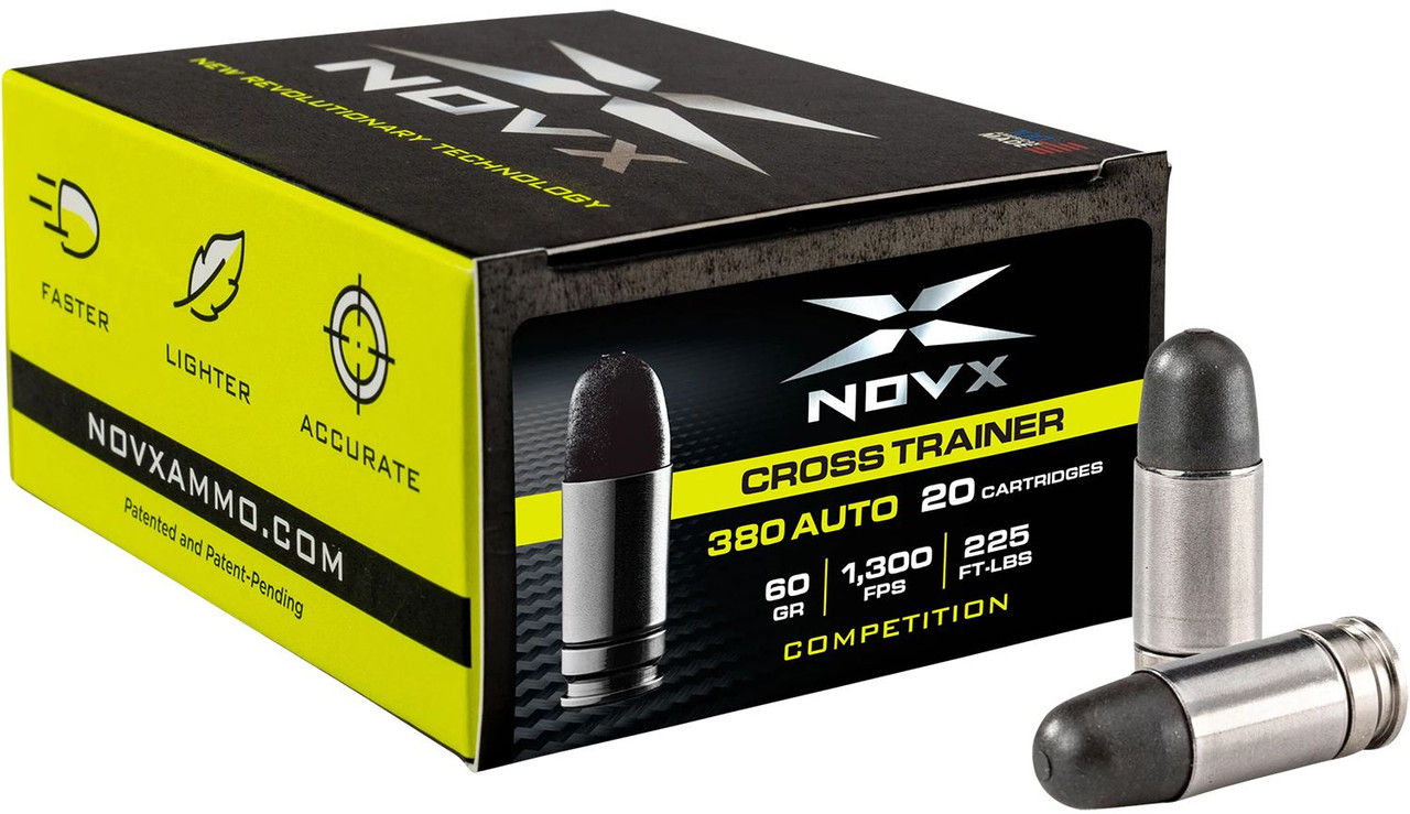 NovX 380CTCSS20 Black 380ACP 60gr Copper Polymer Frangible 20 Per Box/10 Case Centerfire, Handgun Ammunition