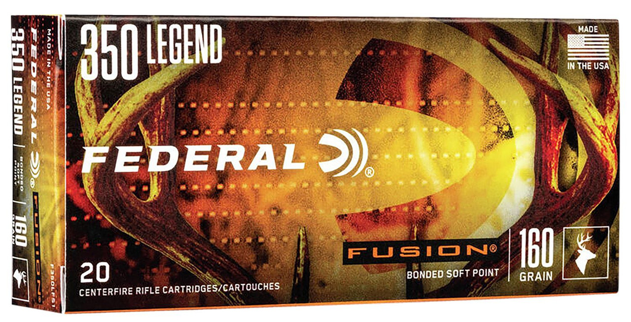 Federal F350LFS1 Fusion 350Legend 160gr Bonded Soft Point 20 Per Box/10 Case Centerfire, Rifle Ammunition